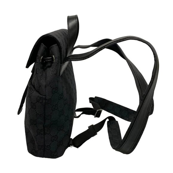 Auth GUCCI GG 30242 Black Jacquard Leather Backpack - Picture 4 of 15